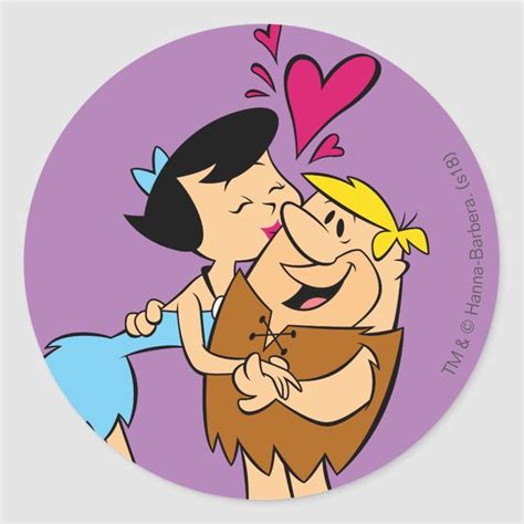The Flintstones Betty Kissing Barney Classic Round Sticker Zazzle Classic Cartoon
