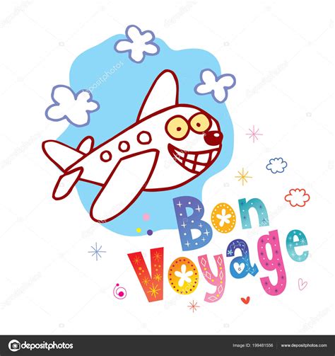 Bon Voyage Have Nice Trip French Cute Airplane Character Mascot — Stock Vector © Aliasching ...