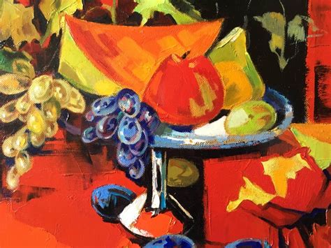 Jori Duran Autumn Fruits Oil Expressionist Still Life For Sale At
