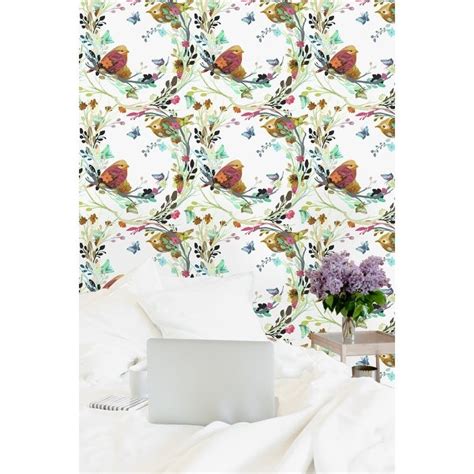 Birds And Flowers Peel And Stick Wallpaper Overstock 32617001