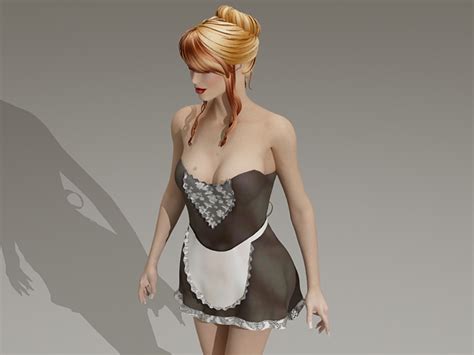 Sexy Blonde Maid 3d Model 3ds Max Files Free Download Modeling 36097