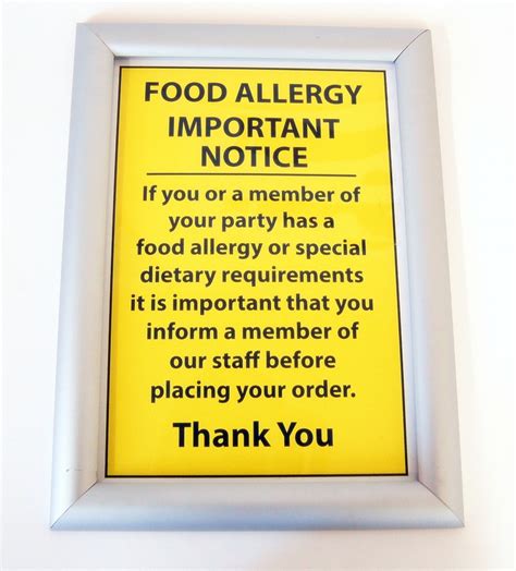 If you notice your stomach acts up every time you consume dairy then you probably have lactose intolerance. Food Allergy Sign - Pre Printed Signs || Printway