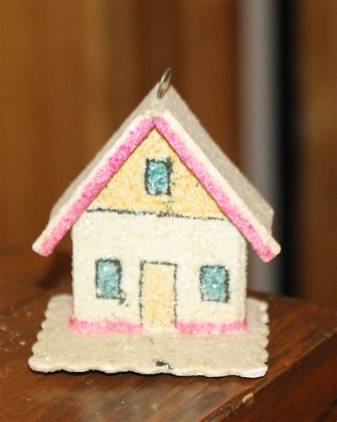 Miniature Czechoslovakian Steep Roof Village House Cardboard Ornament S Antique Price