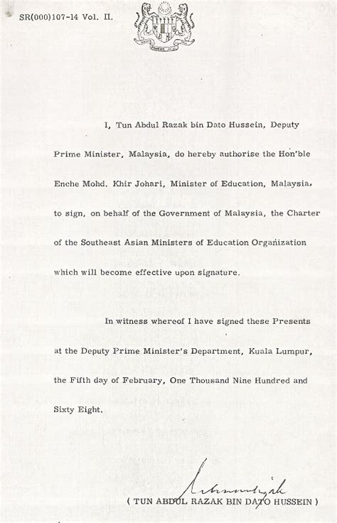 Create a power of attorney shall, after the commencement of this act, have any validity to create such power within *peninsular malaysia until— (a) a true copy of the said instrument duly compared therewith and marked by the senior assistant registrar with the words true copy; SEAMEO Charter: Power of Attorney - Malaysia 1968