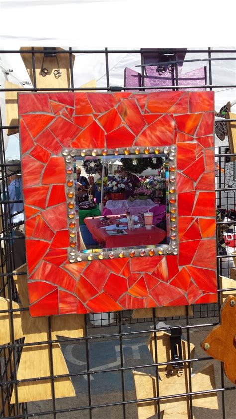 mosaic mirror orange red stained glass mosaic mirror red stain mosaic