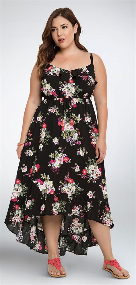 Plus Size Floral Ruffle Hi Lo Maxi Dress Look Plus Size Plus Size