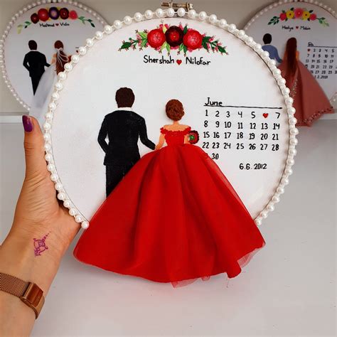 Handmade Custom Couple Embroidery With The Date Of Your Etsy