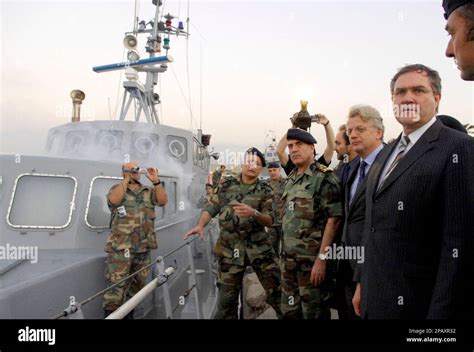 German Defense Minister Franz Josef Jung Right And Lebanese Army