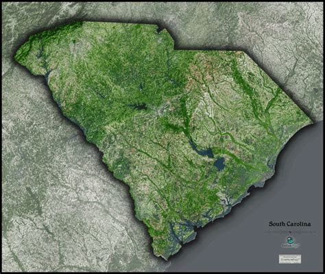South Carolina Satellite Wall Map By Outlook Maps