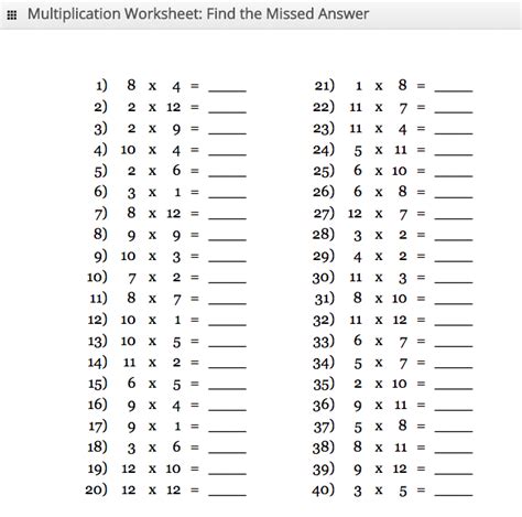 Printable Multiplication Tables No Answers Images And Photos Finder