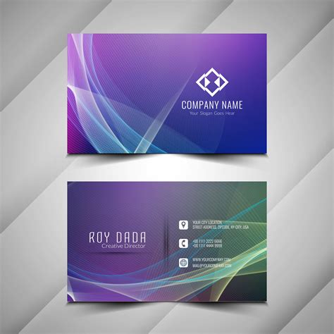 Abstract modern colorful wavy business card template ...