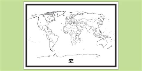 Blank Map Of The World World Map Without Labels Twinkl