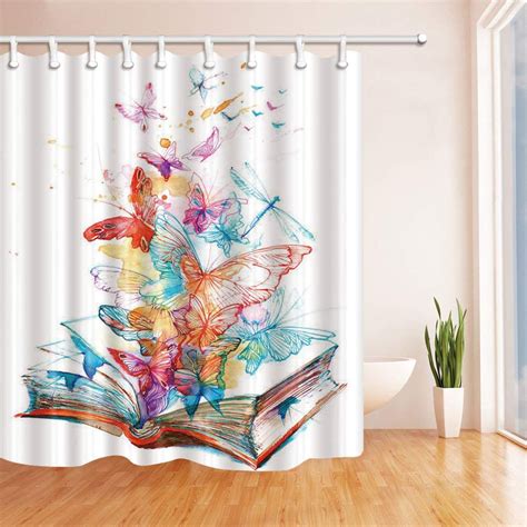 Bpbop Creative Art Colorful Butterfly Flying From Book Polyester Fabric