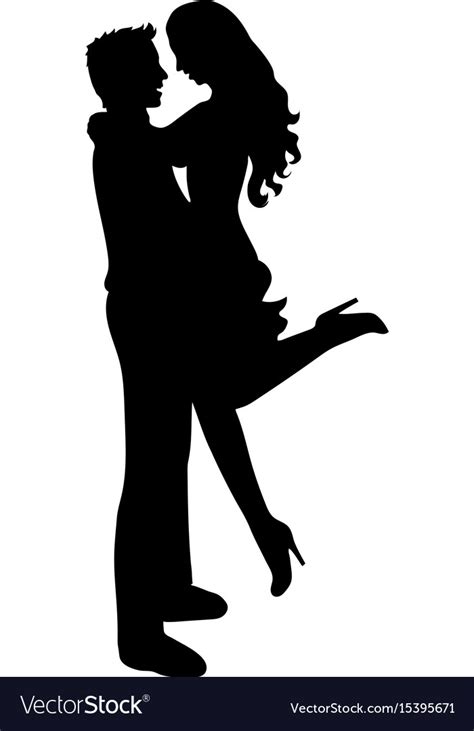 Black Silhouette Of Romantic Couple Royalty Free Vector