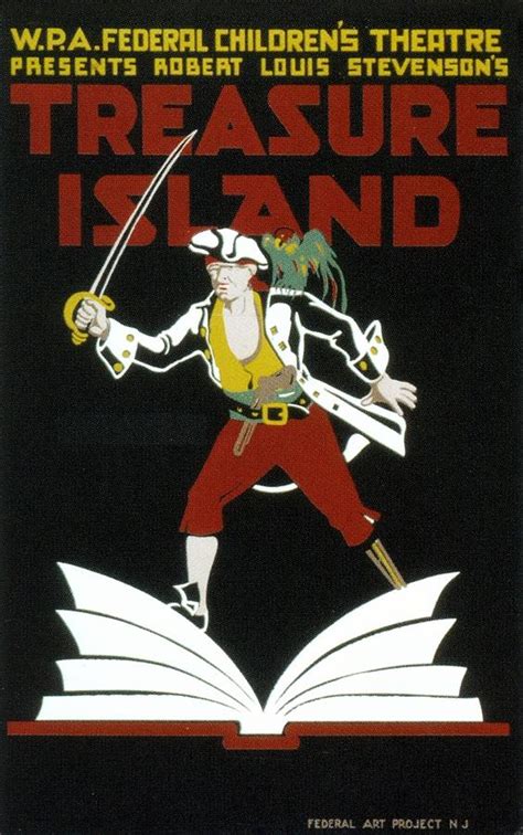 Federal Childrens Theatre Treasure Island Retro Travel Poster