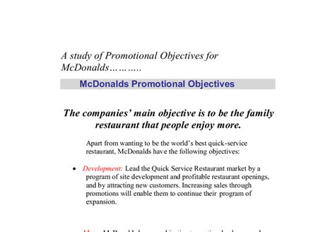 Mcdonald's's financial ratios grouped by activity, liquidity, solvency, and profitability. McDonalds Promotional Objectives The companies' main ...