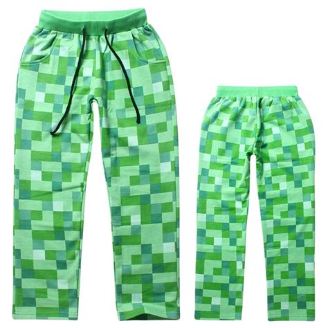 Minecraft Creeper Trousers Graphic Joggers Waistband Adjustable Green