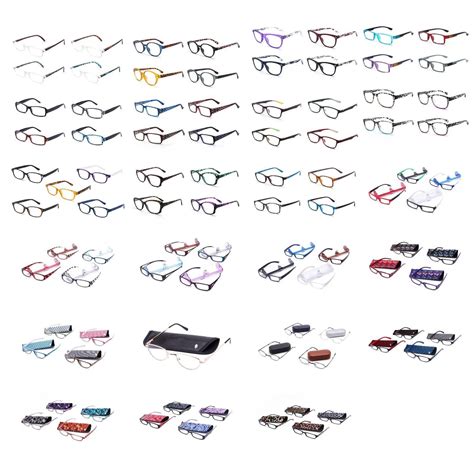 Assorted Styles Unisex Reading Glasses Wholesale Lot Of 12 Pairs Plastic And Metal Frame Reader