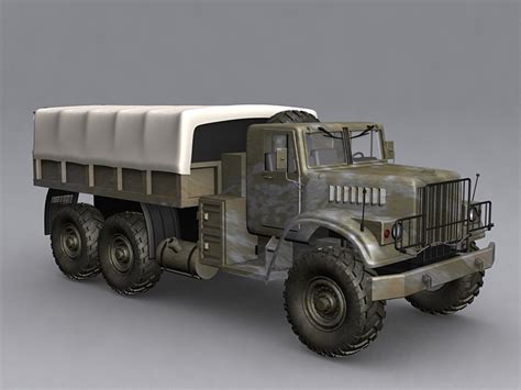 Kraz 255 Military Truck 3d Model 3d Studio3ds Max Files Free Download