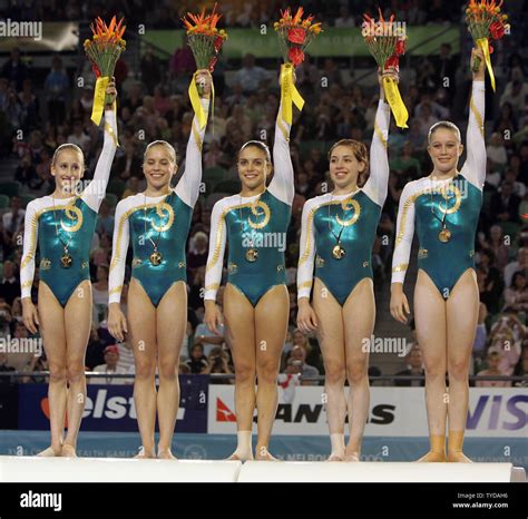 Australian Gymnasts Celebrate Victory In The Women S Team Finals And Qualifying Competition At
