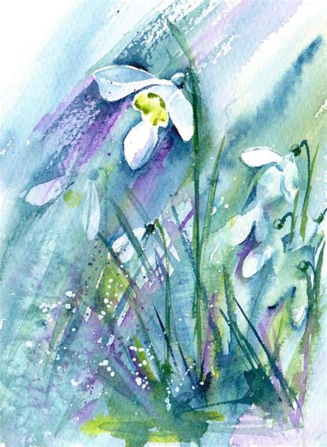 Snowdrops Watercolour Painting Of Snowdrops Snowdrop Painting