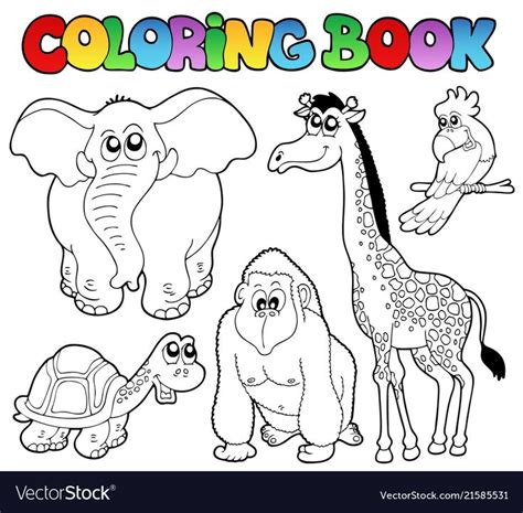 Coloring Book Tropical Animals 2 Vector Image On Vectorstock Coloring