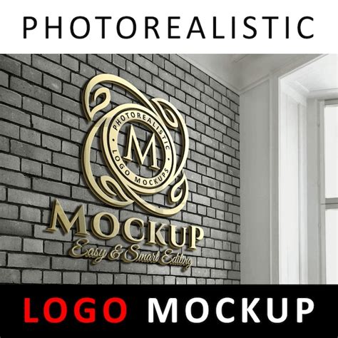 Premium Psd Logo Mockup 3d Golden Logo Signage On Office Brick Wall