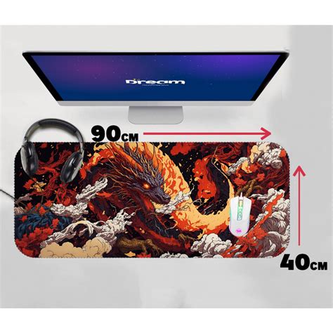 Mouse Pad Gamer Dragão de fogo 90x40 70x30 45x30 Personalizado mousepad