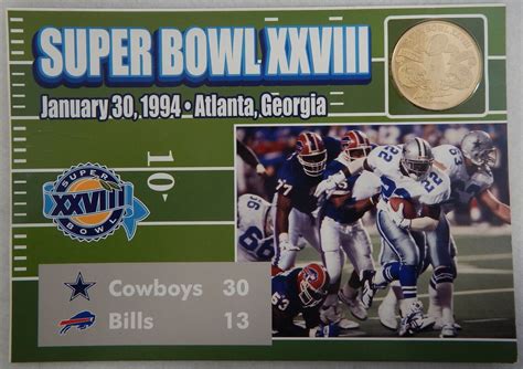 Super Bowl Xxviii Dallas Cowboys Vs Buffalo Bills 1994 Collectors Coin