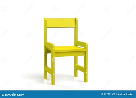 Little Child Wooden Chair On A White Background 3d Model Rendering
