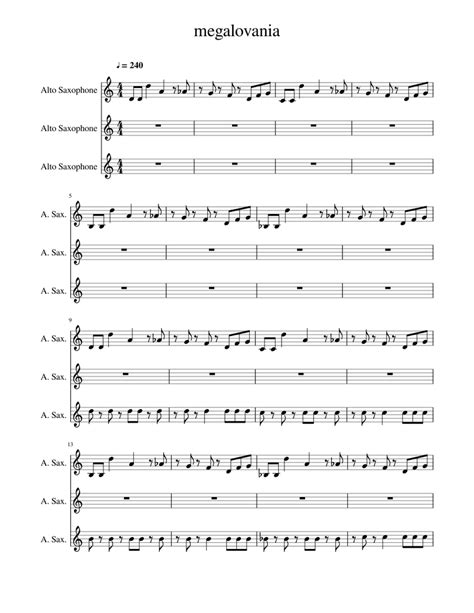 Megalovania Undertale Sheet Music For Saxophone Alto Saxophone
