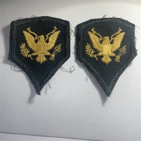 Pair Of Wwii Ww2 Us Army Specialist Rank E4 Gold Eagle Shoulder Uniform