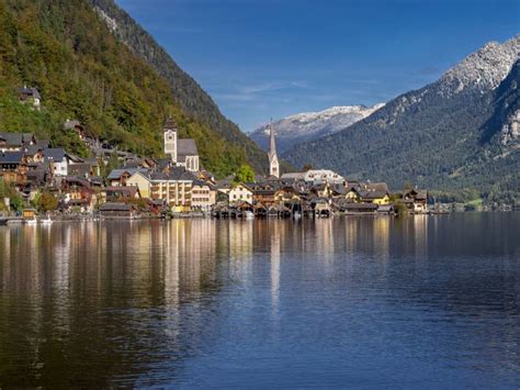 Village Of Hallstatt Lake Hallstatt Austria Europe Stock Photo