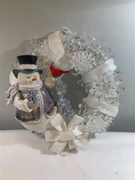 Thomas Kinkade Winter Wonderland Illuminated Snowman Wreath 5495