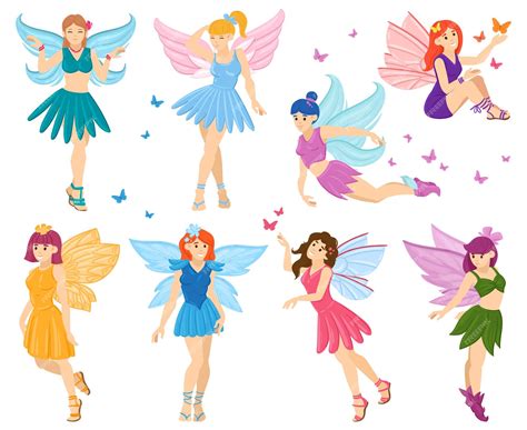premium vector cartoon magical fairy tale little fairies characters cute little flying