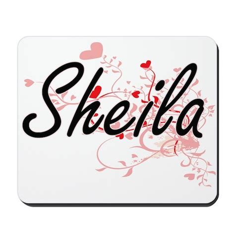 sheila artistic name design with hearts mousepad by tshirts plus cafepress