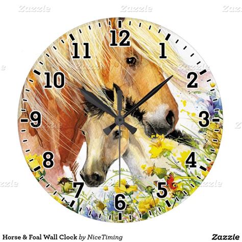 Horse And Foal Wall Clock Zazzle Wall Clock Clock Diy Wall Clock