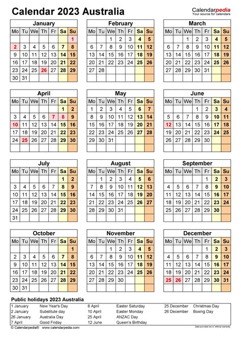 Australia Calendar 2023 Free Printable Pdf Templates 2022 Calendar Of