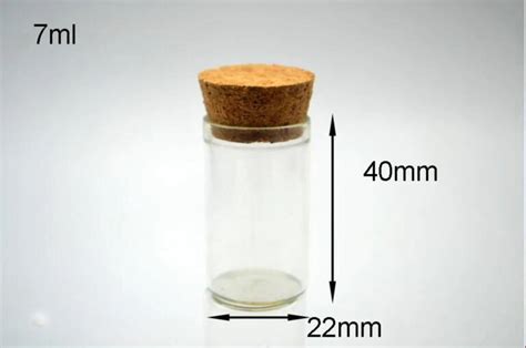 50pcs 22 40mm Mini Clear Glass Bottle Art Vials Empty Sample Jars With Cork Stopper Message Vial