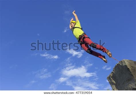 First Jump Off Cliff Safety Rope Stock Photo 477319054 Shutterstock