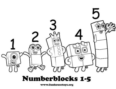 Numberblocks From One To Five For Children Coloring Page Free