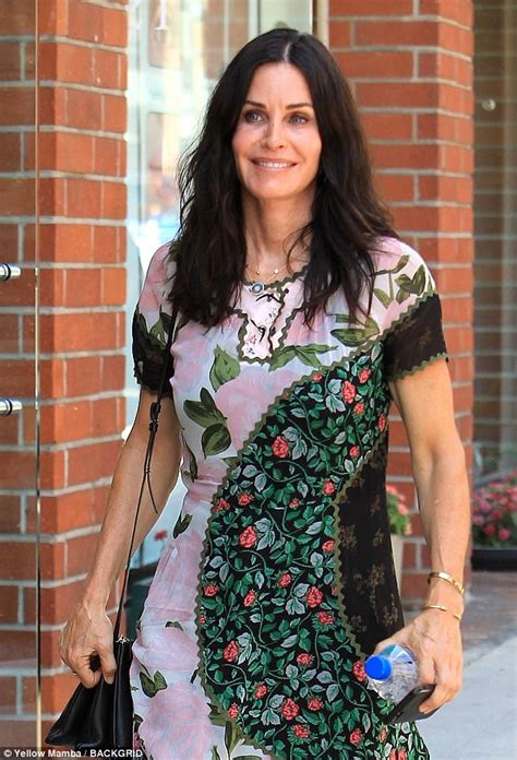 Courteney Cox Steps Out In Pretty Leaf Patterned Frock Daily Mail Online