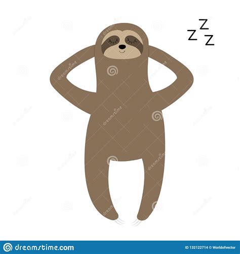 Sloth Laying On The Floor Sleeping Sign Zzz Slow Down Cute Cartoon