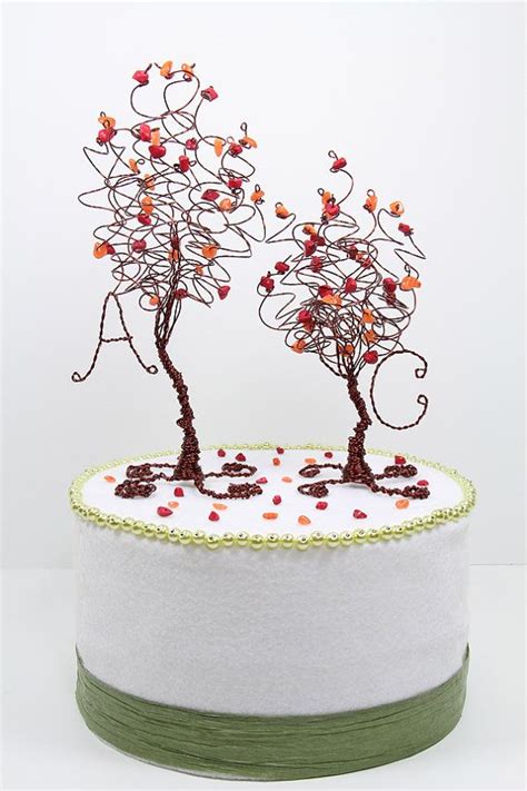 Fall Wedding Two Trees Cake Topper Custom Wire Tree Sculptures Etsy