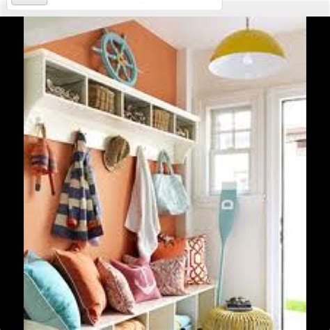 Maybe you would like to learn more about one of these? Muted orange wall with Tiffany blue walls and bright white shelves. (With images) | Home decor ...