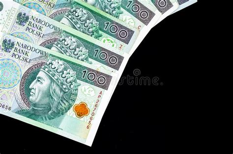 Polish Banknotes Of Pln 100 On A Black Background Stock Image Image