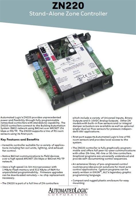 Automated Logic Zn220 Fully Programmable Zone Controller Ebay