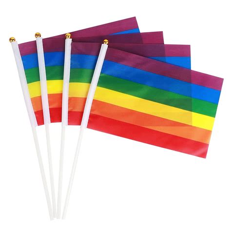 50 pcs mini pride flag，5×8 inch double sided gay flag small with handheld stick for parade，vivid