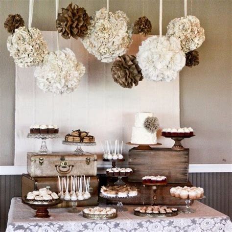 Diy Buffet Table Decorating Ideas Color Palette White Beige Brown Old
