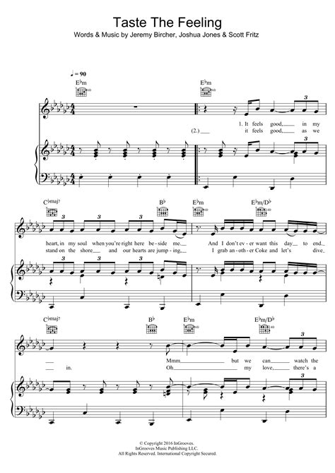 Avicii Taste The Feeling Featuring Conrad Sewell Sheet Music And Pdf Chords 6 Page Piano